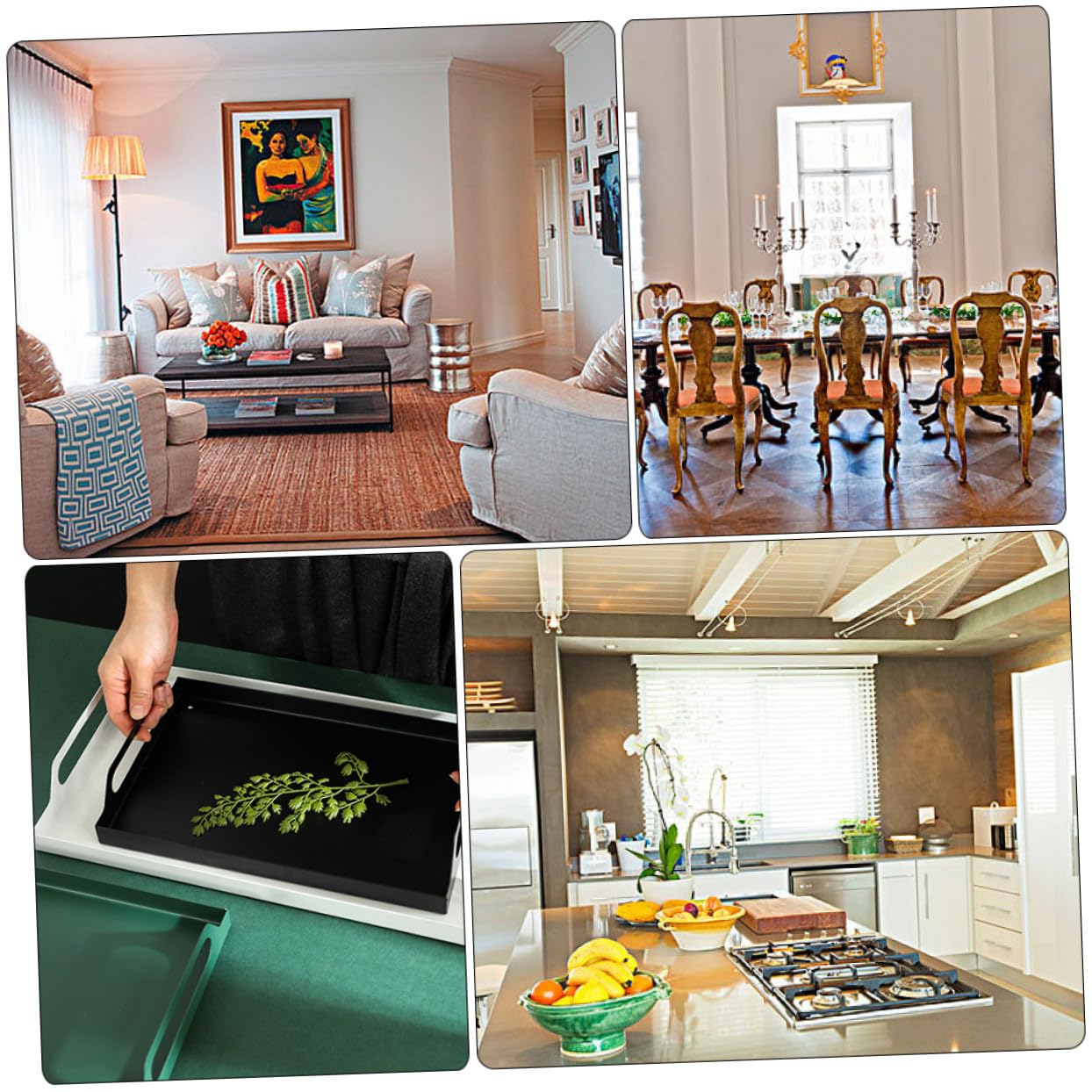 TOYANDONA Bandeja Metálica Rectangular con Asas Resistente para Servir Comida Reuniones Familiares y Eventos Diseño Artesanal Hierro Verde Grande para Aperitivos y Postres