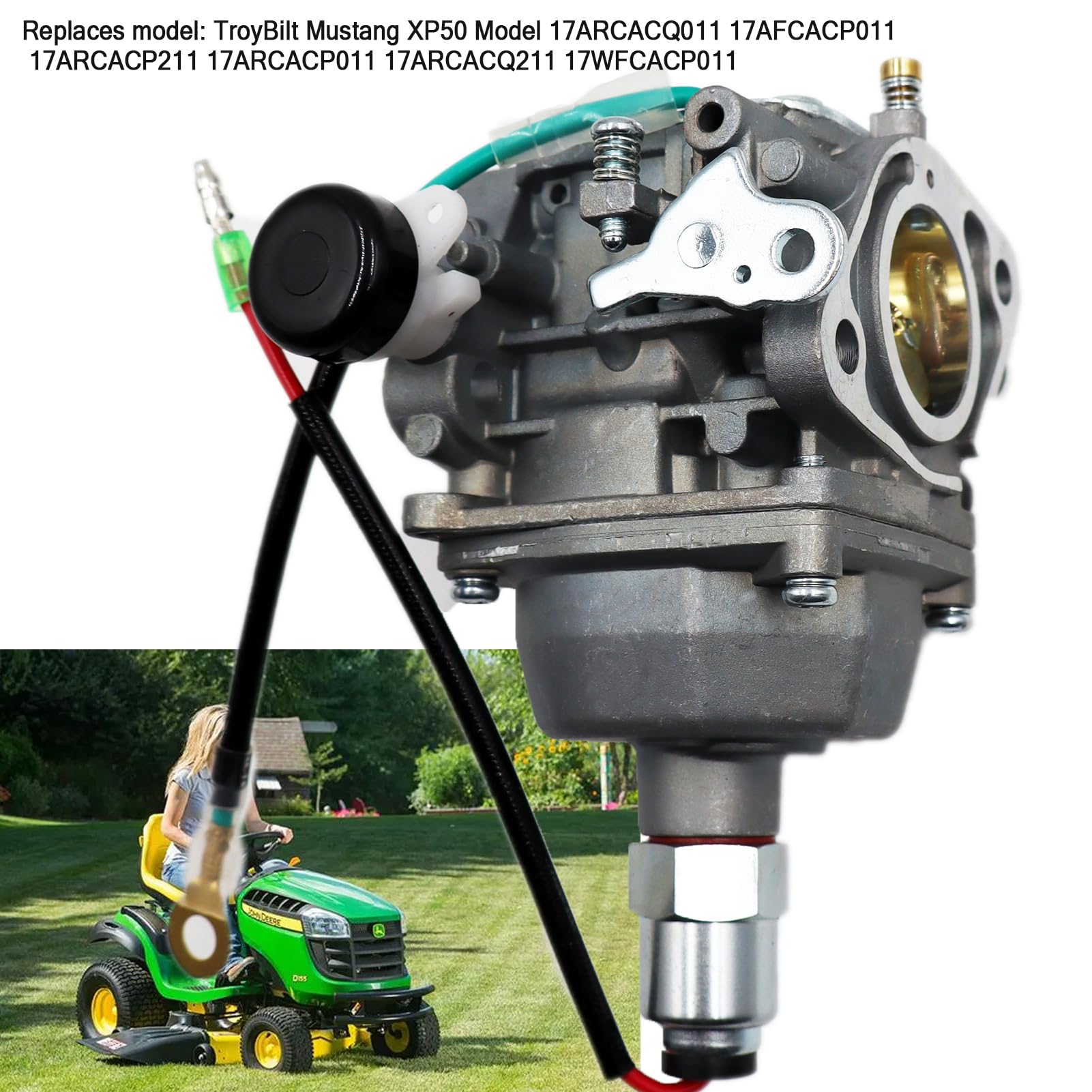 LIZAPUS Kit de carburador compatible con cortacésped Troy-Bilt Mustang XP 50 XP50 de 50 pulgadas de giro cero modelo 17ARCACQ011 17AFCACP011 17ARCACP211 17ARCACP011 17ARCACQ211 17WFCACP011 1 con