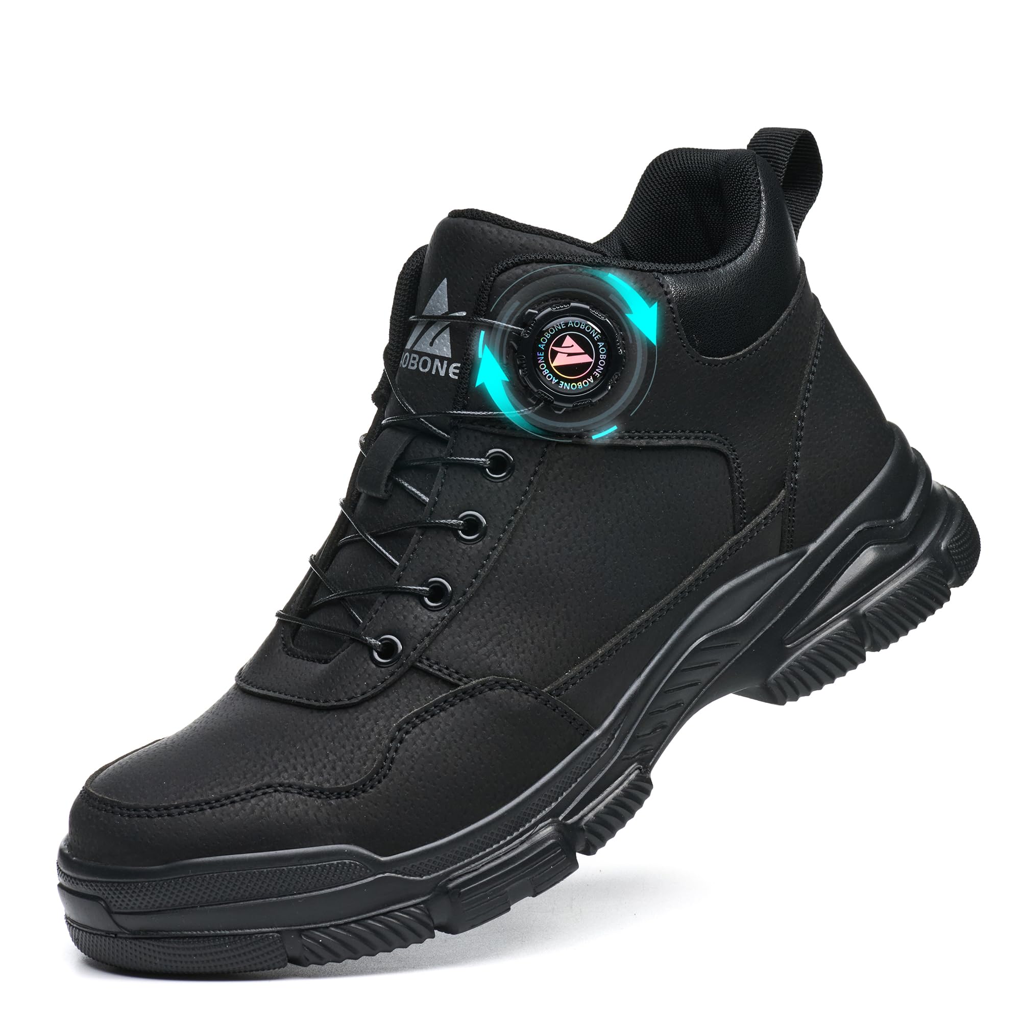 AOACOEBN Sicherheitsstiefel Herren Damen Sicherheitsschuhe Leicht Wasserdicht Arbeitsschuhe rutschfest Hoch Stahlkappenschuhe Arbeitsstiefel mit Drehverschluss