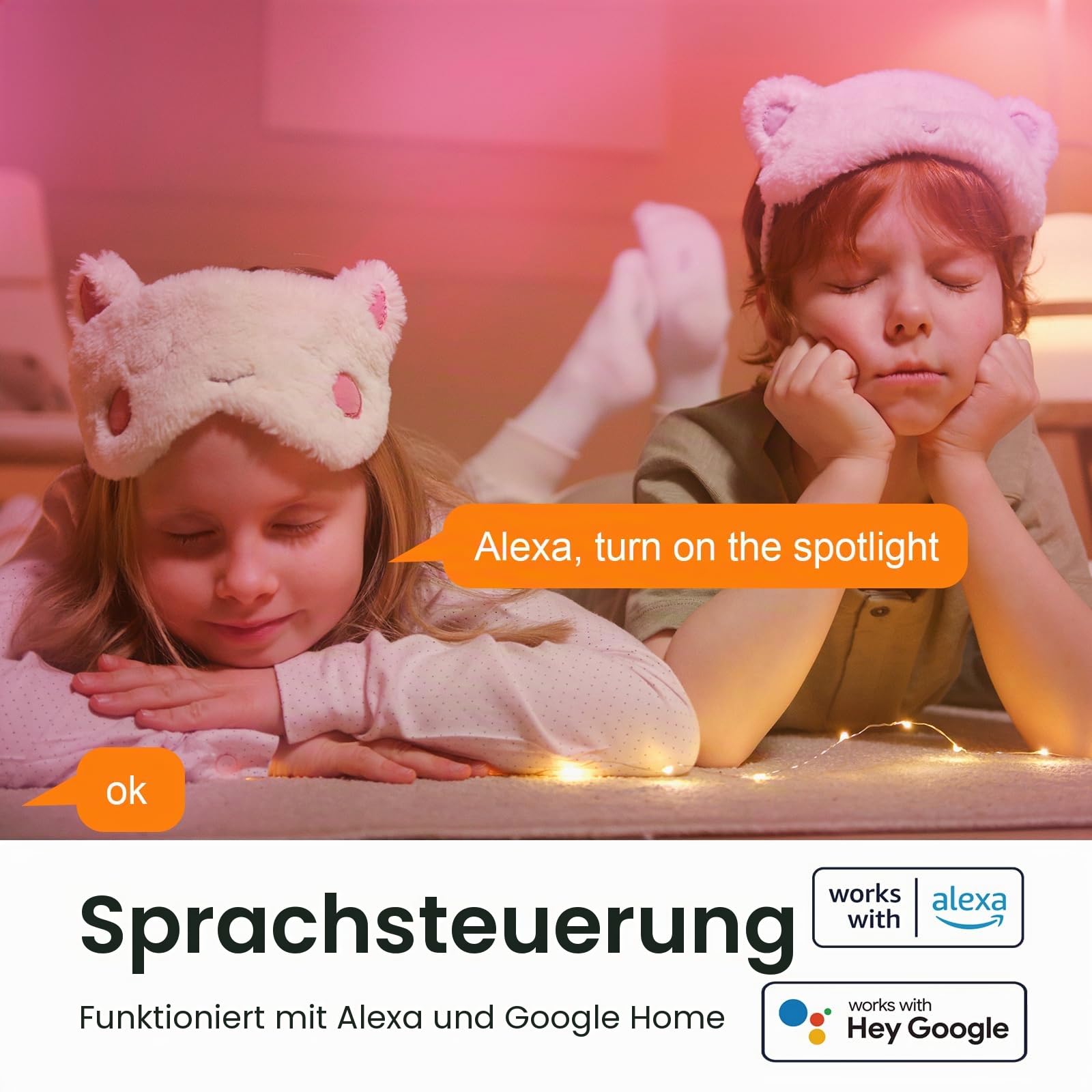 ANTELA Smart Alexa Glühbirne GU10 5W LED WLAN RGBCW Birne Lampe | 2700K-6500K Farbtemperatur, APP-Steuerung, Google Home kompatibel, 4 Stück