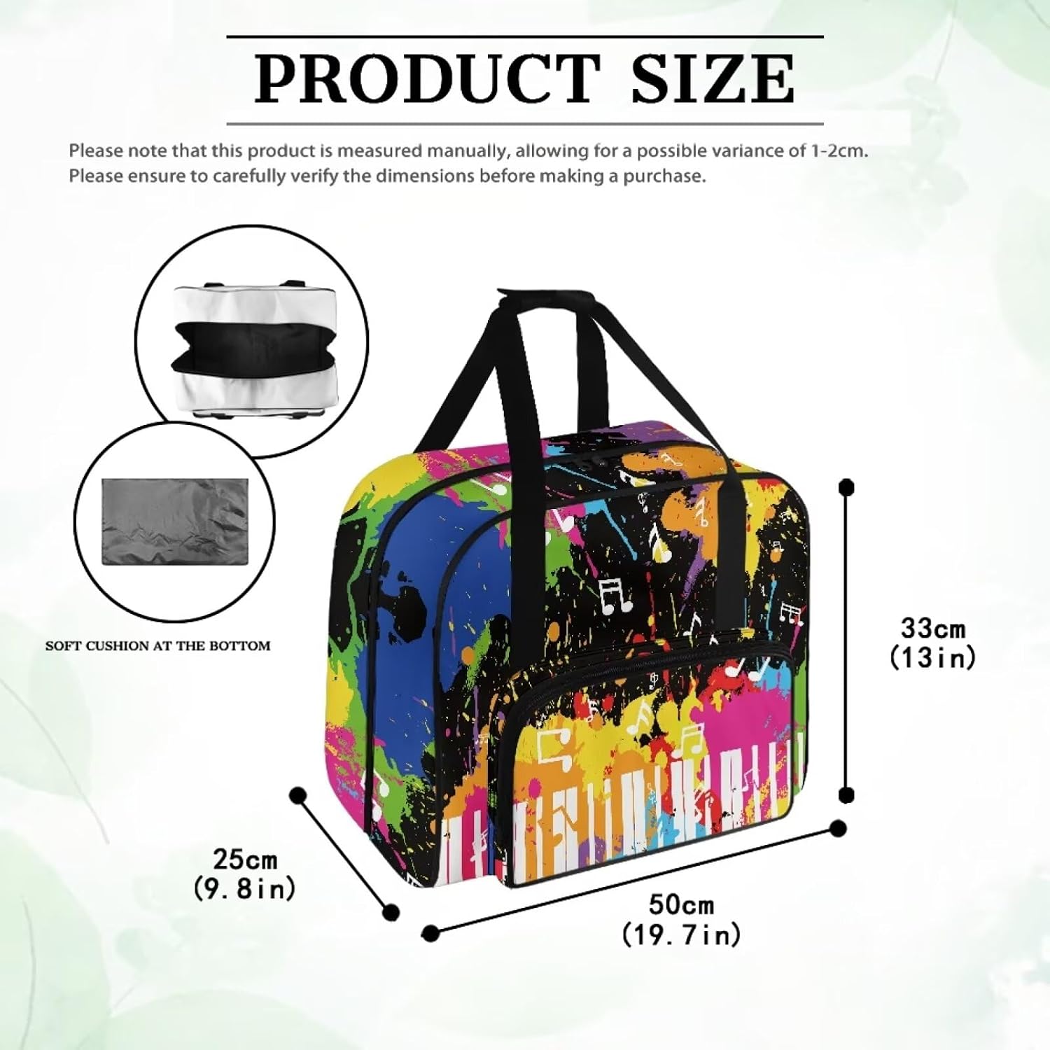 Sewing Machine Bag Easy to Clean Music Note Print Sewing Machine Carrying Case Portable Sewing Machine Case for Most Standard Machines Colorful Tie Dye