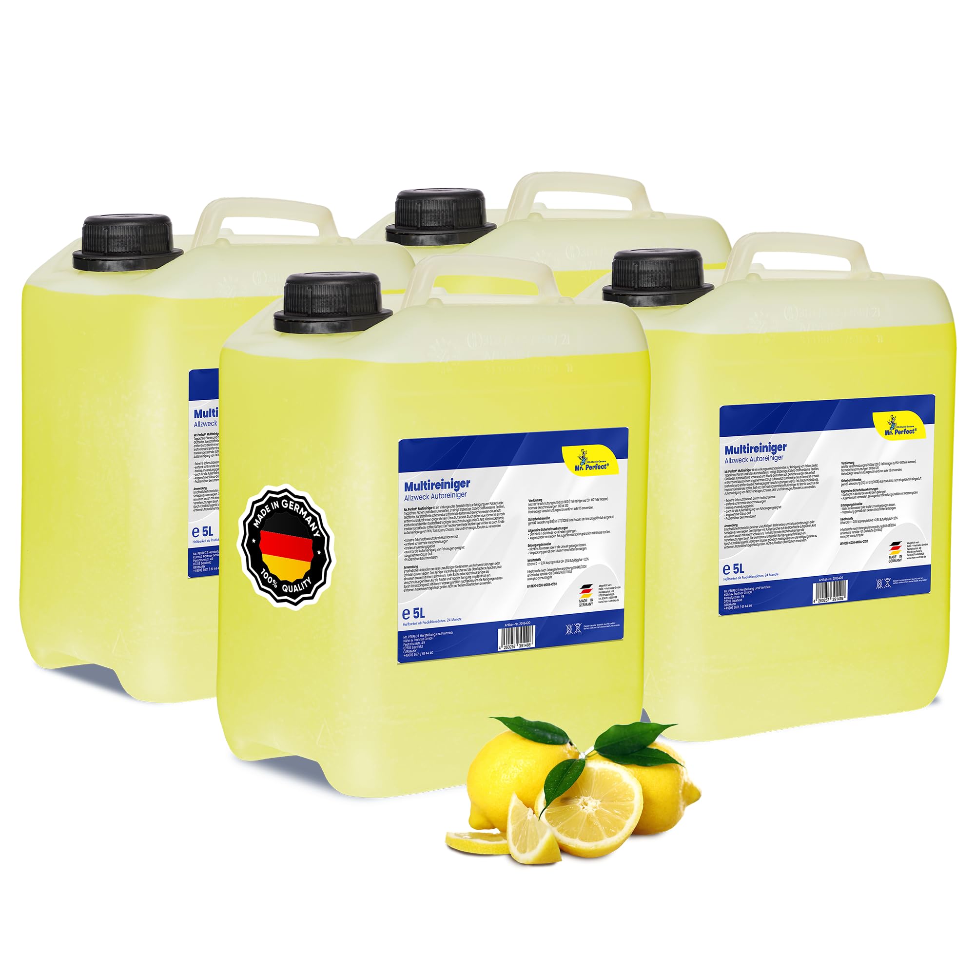 Mr. Perfect® - Multistar Multireiniger 4x 5L Konzentrat - Polsterreiniger, Teppichreiniger, Textilreiniger, Kunststoffreiniger und Autoinnenreiniger - Autoreinigung von Innen und Außen