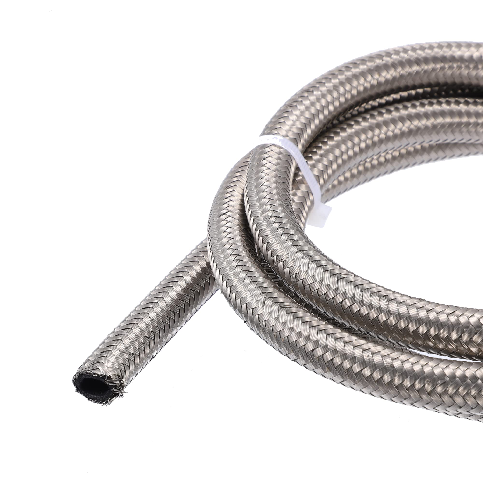 A ABSOPRO 8ft AN6 Universale Auto Intrecciato Olio Carburante Gas Linea Tubo Argento Tono