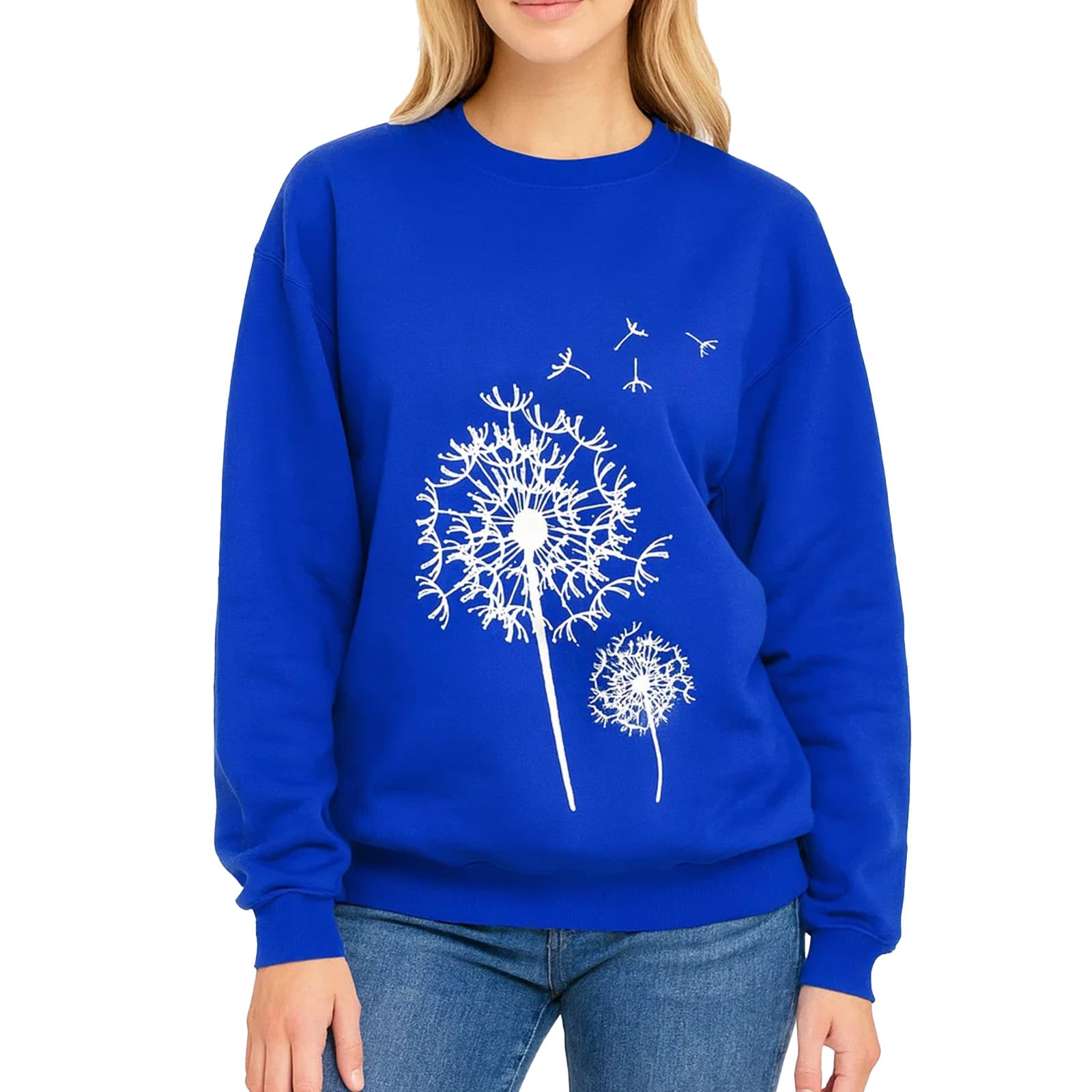 Sudadera para mujer, cuello redondo, manga larga, cómoda, holgada, informal, para primavera y otoño