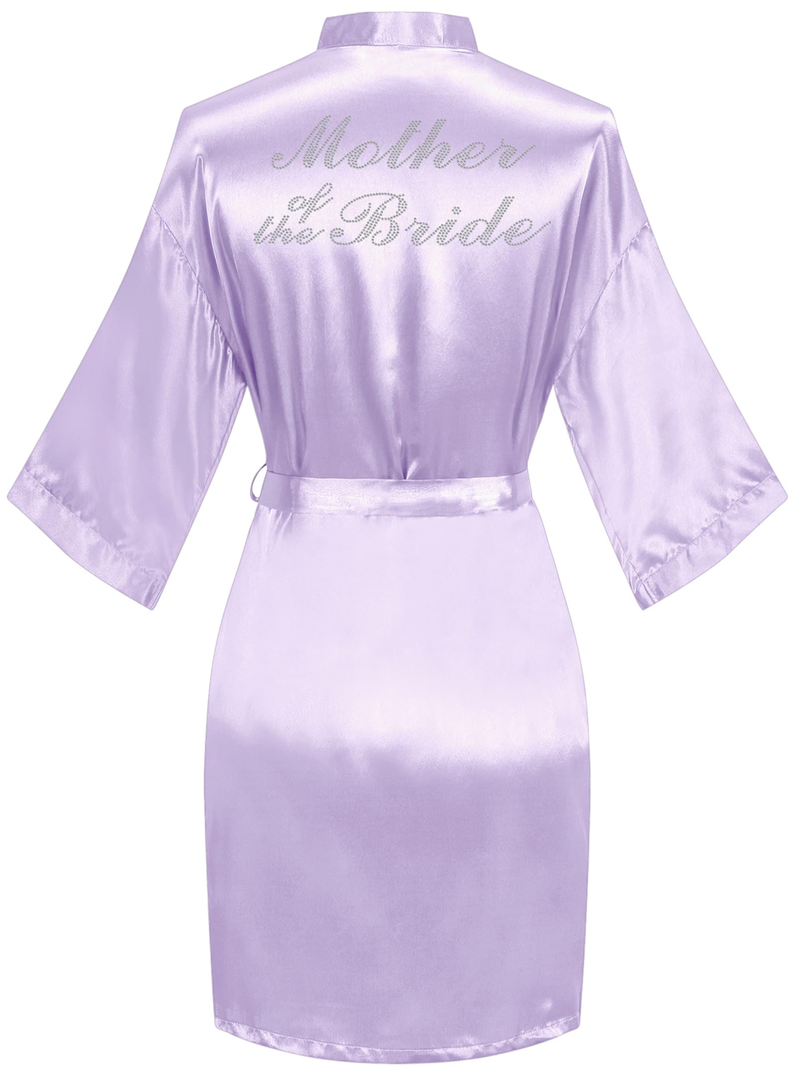 goodmansam Women's Silky Robes One Size Silver Rhinestones Bride Bridesmaid Sleepwear for Wedding Party Getting Ready