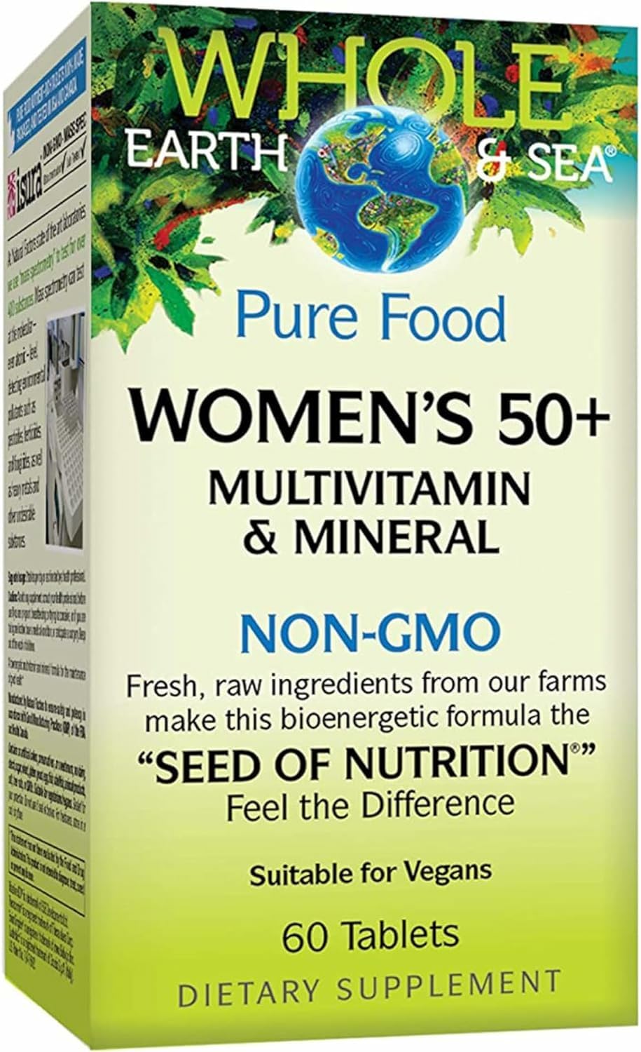 Natural FactorsWhole Earth & Sea Women's 50+ Multivitamin & Mineral, 1 Serving Contains Nutrition Equivalent to ½ lb of Veggies, 60 Tablets