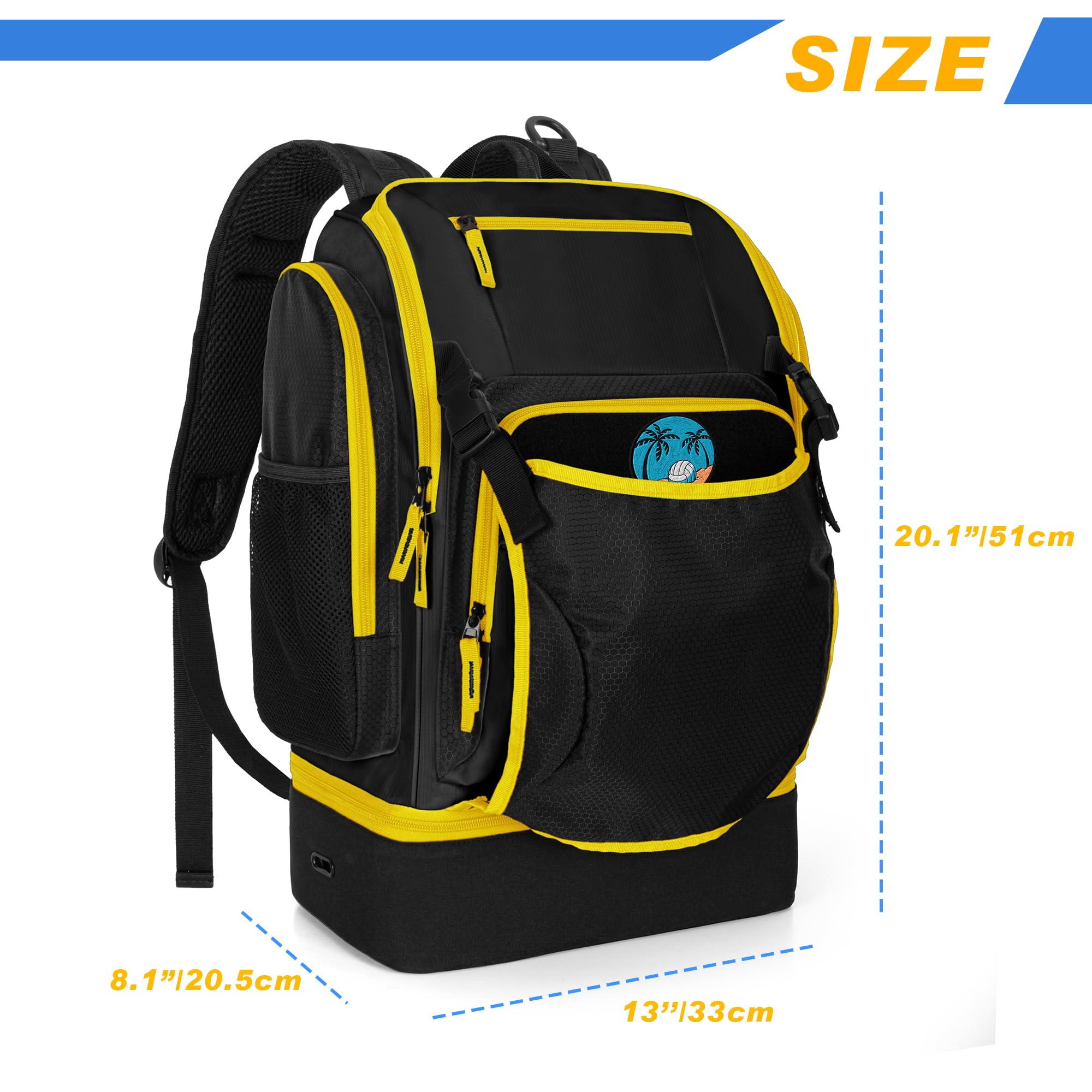 DSLEAF Borsa da pallavolo con portapalla esterno, zaino da pallavolo con scomparto separato per le scarpe, tasche multiple e tracolla regolabile per calcio, basket e palestra