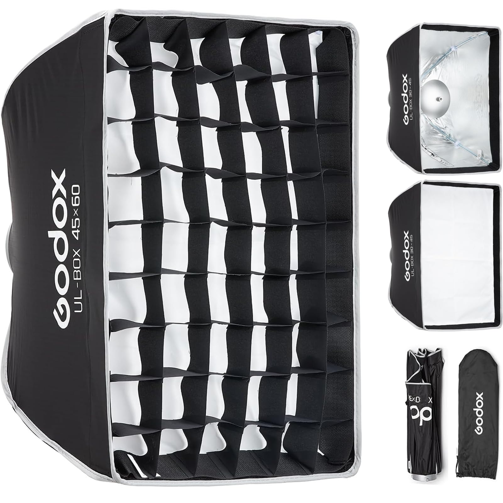 Godox UL 45x60cm Softbox Quick Release, Universal Bowens Mount Soft Box Rectangular with Diffusers/Honeycomb Grid/Diffuser Disc for Studio Flash Photography, Streaming, Portrait, Video Lights