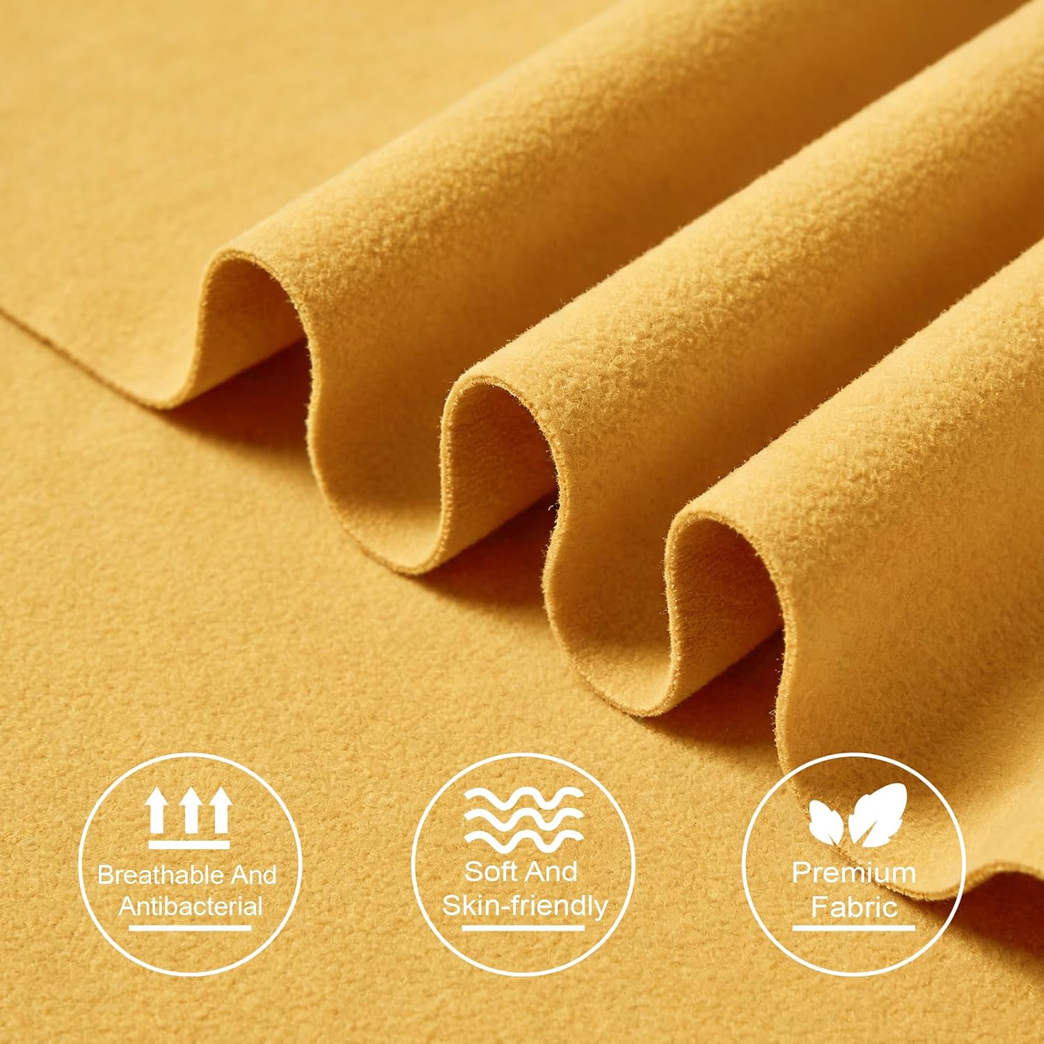 Polar Fleece Fabric by The Yard Soft & Warm Material for Blankets, Clothing, Crafts, Sofa Cushion & DIY Sewing – 63” Wide, Solid (Yellow,2 Yards)