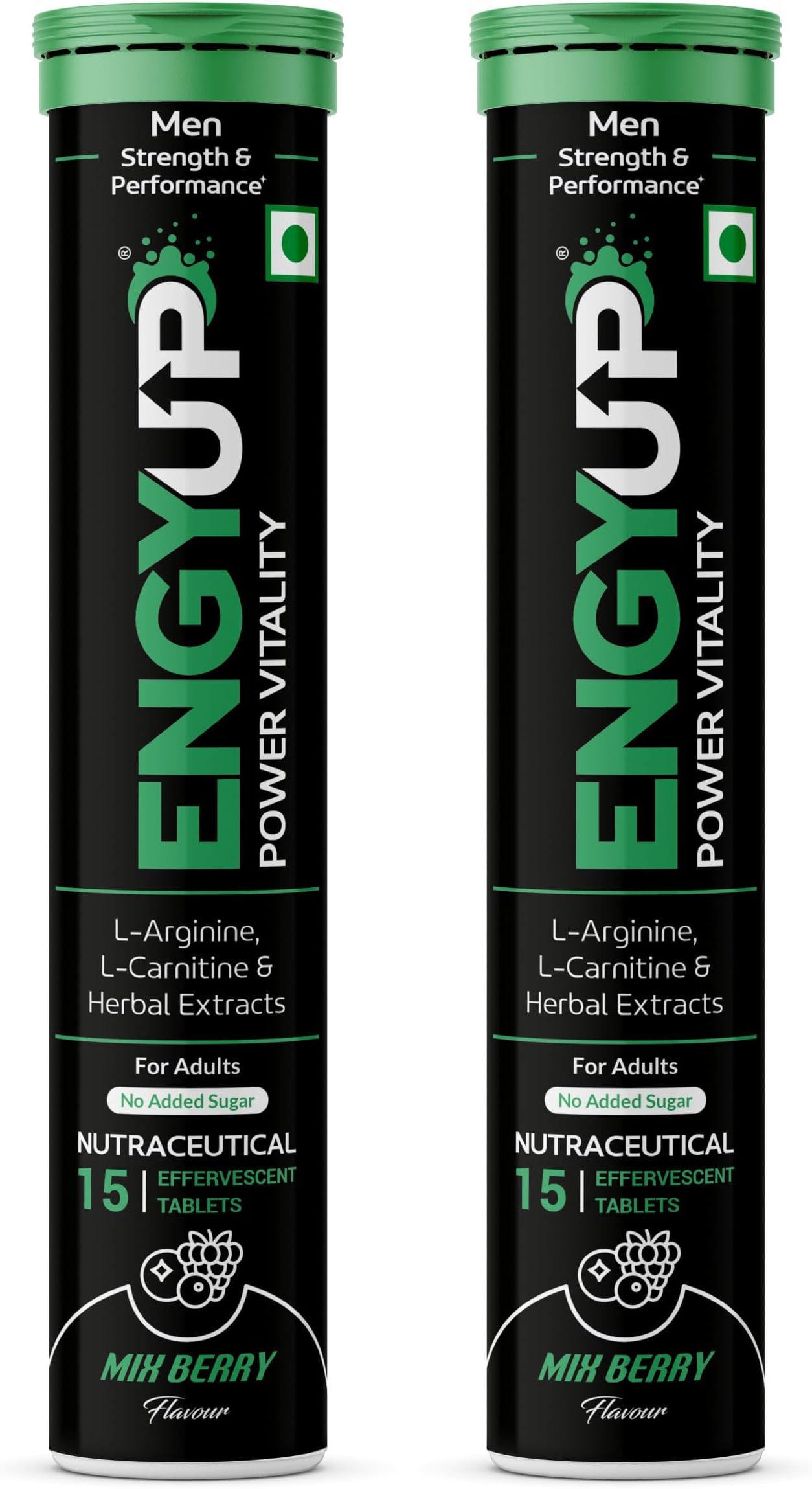 Power Vitality Booster For Men | Strength & Stamina Booster | Ashwagandha, Safed Musli, Ginseng, Gokharu, L-Arginine, L-Carnitine | 30 Effervescent Tablets | MixBerry Flavor