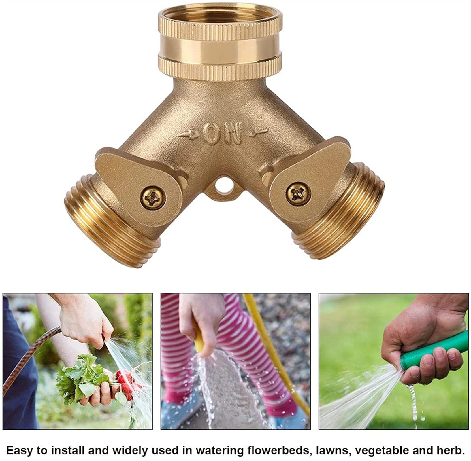 3/4 Zoll 2 Way Splitter Messing Wasser Schlauch Tap Schnellanschluss, Y Ventilschlauch Splitter Garten Tap Connector Mantel Messingschlauch Armaturen