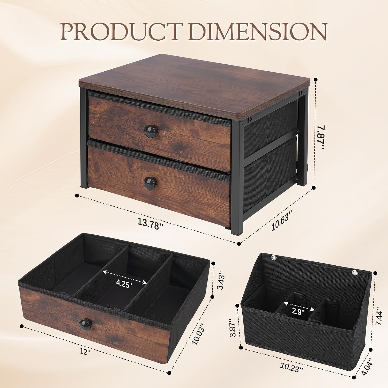Coffee Bar Organizer with 2-Tier Sliding Drawers, K Cup Organizer for Countertop with Disposable Cup & Lid Holder, Suitable for Kitchen, Office Pantry and Coffee Bar