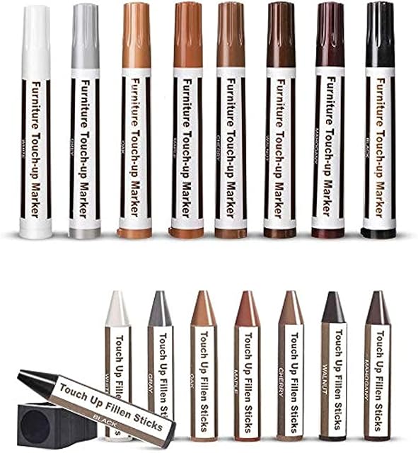 Furniture Repair Kit Wood Markers Wax Sticks, For Stains, Scratches, Wood Floors, Tables, Desks, Carpenters, Bedposts, Touch Ups, And Cover Ups (16)