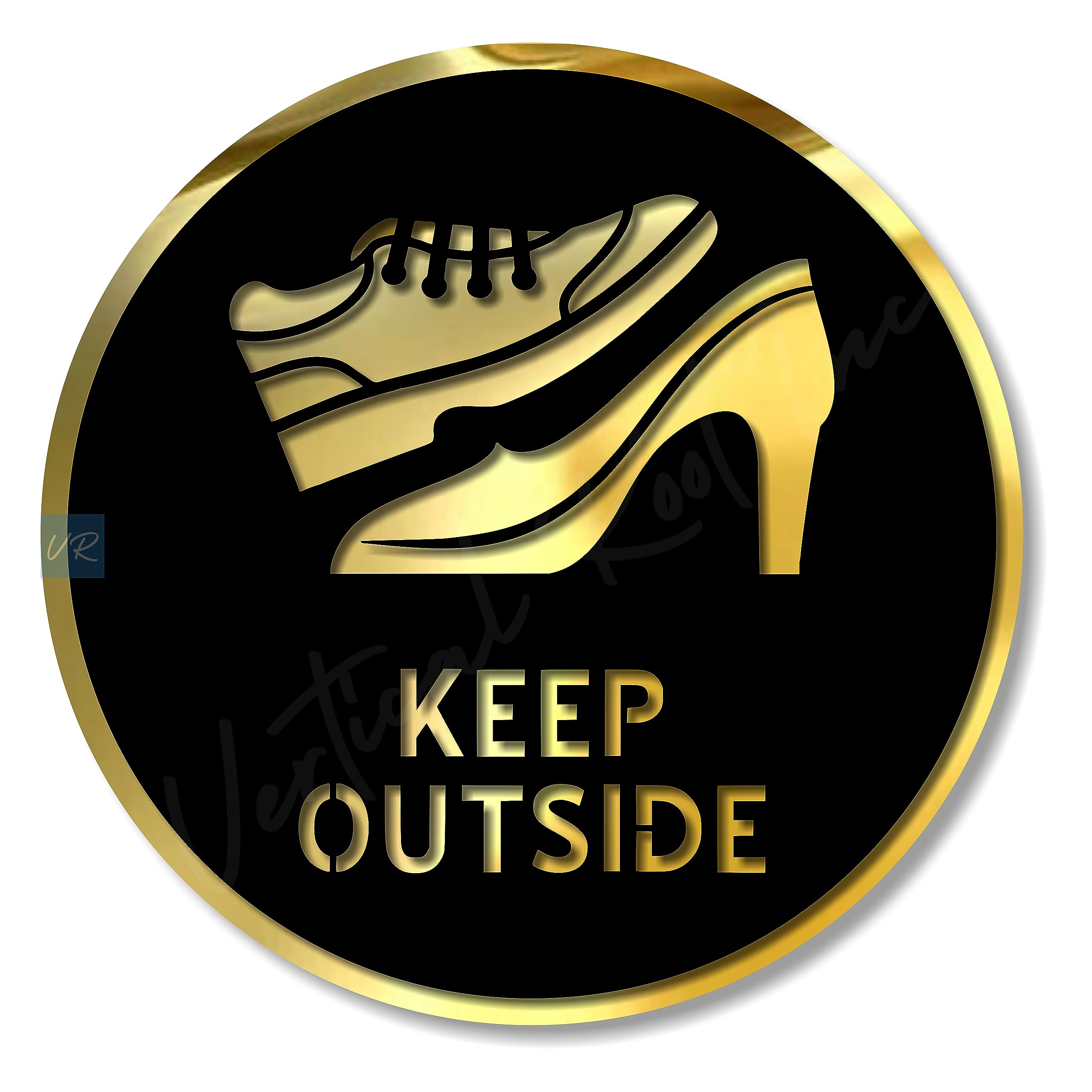 Vertical Root IncPlease Leave/Remove Your Shoes at The Door 5.8 inch by 5.8 inch Black Gold Self adhesive Sign, Business Stores Cafe Shop Hospital School Office Hotel corporate