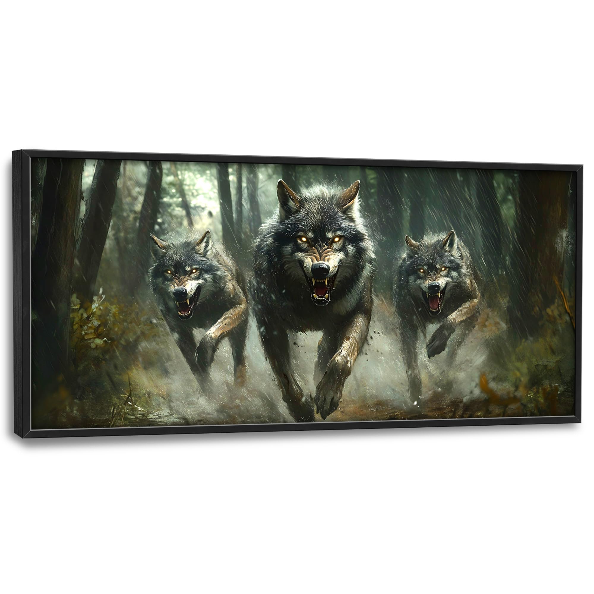 Forests Wolf Large Decor Wall Art Wolves Framed Pictures for Living Room, Animal Oversized Canvas Print Painting Modern Extra Large Framed Artwork for Bedroom Office Home Decor 60"x30"