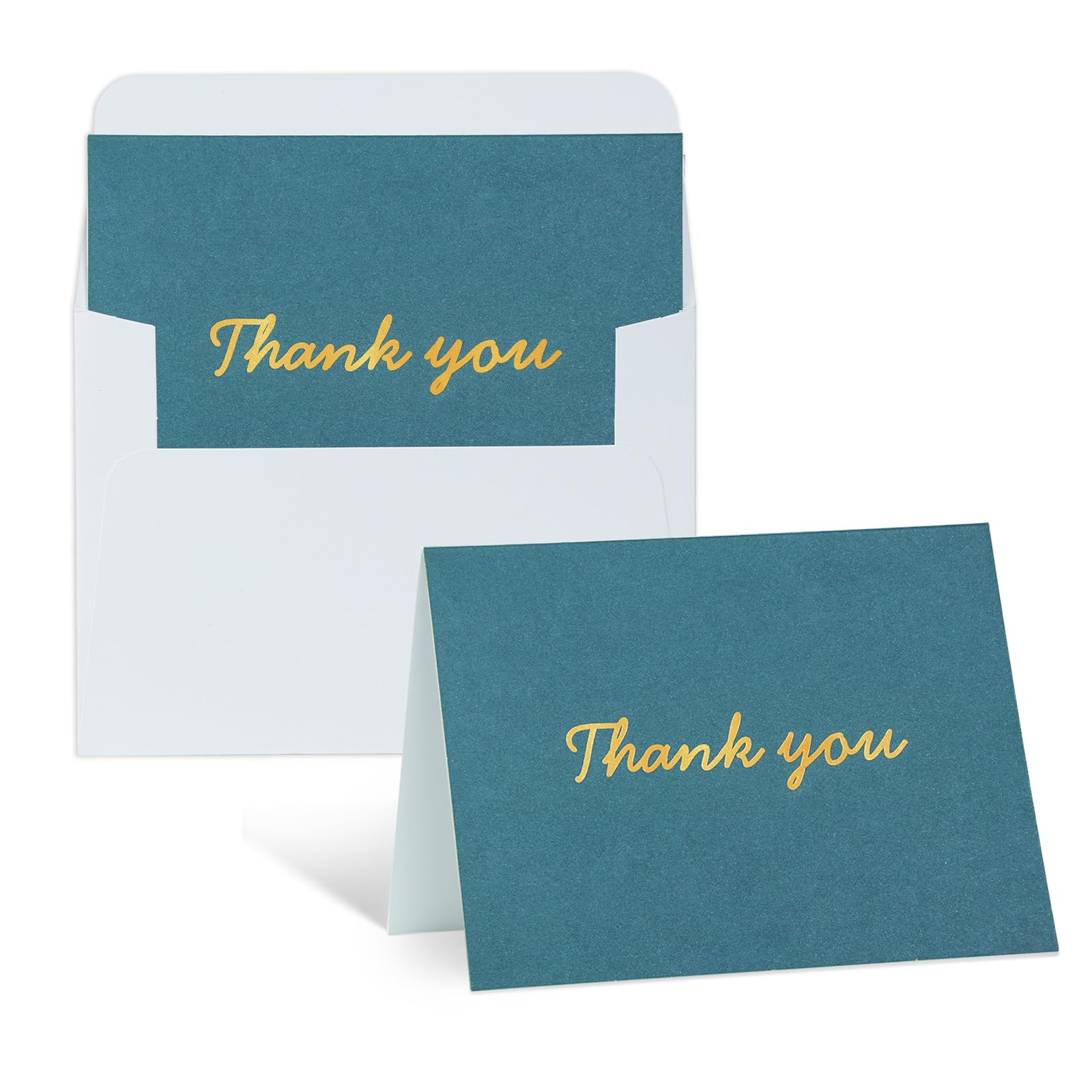XINLONE Thank You Cards, 50 Pack Note Cards Bulk, Gold Foil Letterpress Blank Thank You Notes with Self-Seal Envelopes, Perfect for Wedding, Bridal