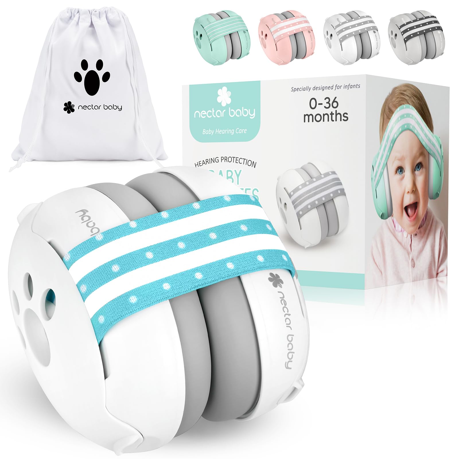 NECTAR BABY Baby Ear Protection, Noise Cancelling Headphones for Babies, Noise Reduction Earmuffs for Infant and Toddlers up to 36 Months