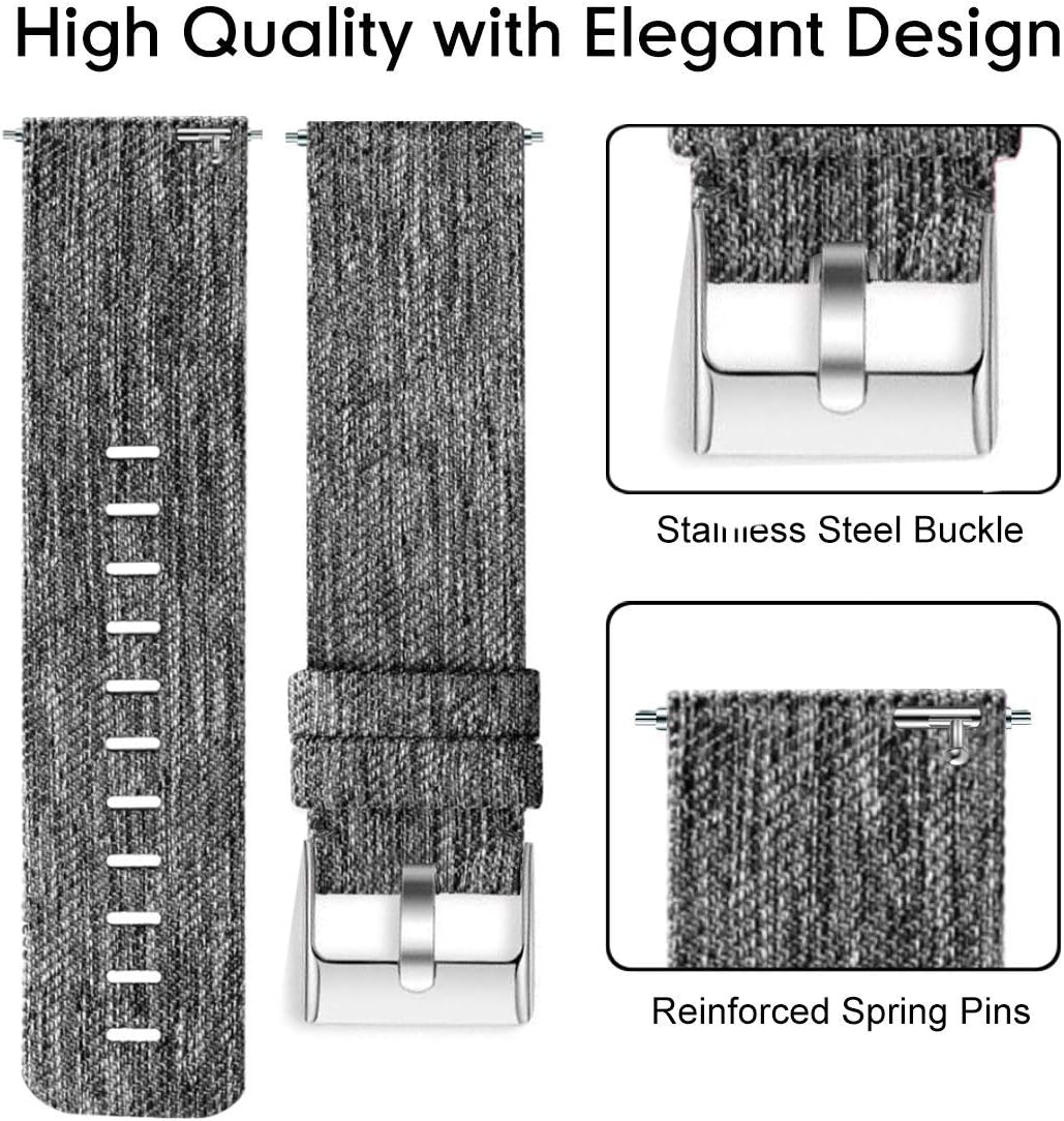 for GTS 3 Band, Youkei Breathable Nylon Woven Fabric Replacement Accessory Strap Compatible for Amazfit GTS 2 Mini/GTS 2 / GTS 3 Smartwatch (Gray) image 4