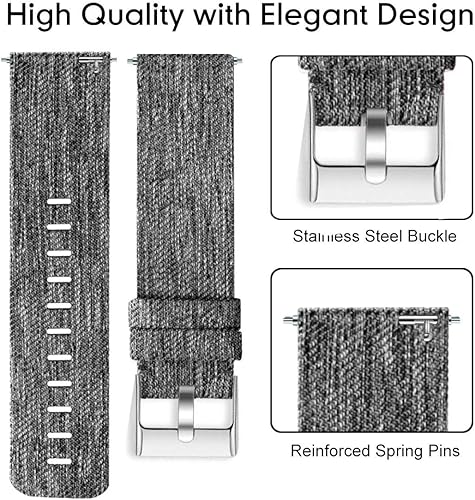 Miniatura 10 de Correa de repuesto para reloj inteligente Popglory P66, correa de repuesto de tela tejida de nailon transpirable compatible con MorePro H56 Smart