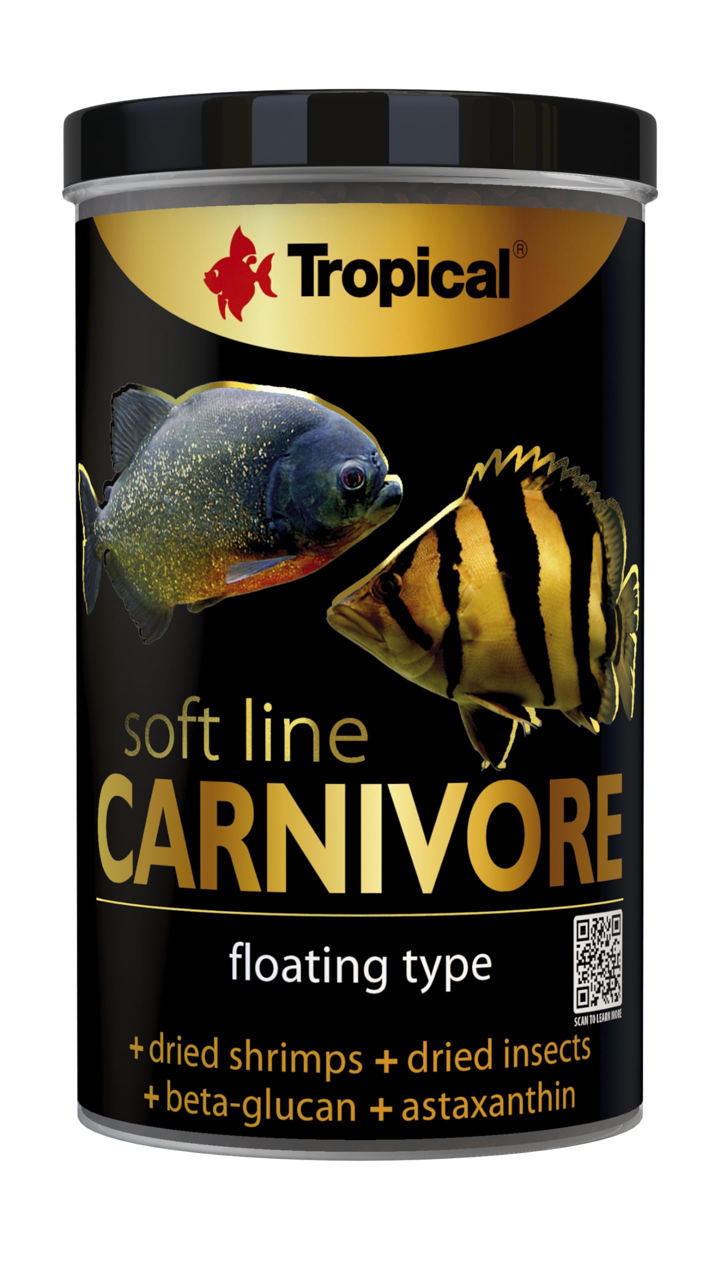 SOFT LINE CARNIVORE 1000ml / 320g - Tropical fish food, soft floating sticks for large carnivorous fish