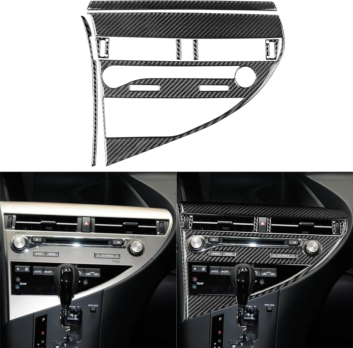 NVCNX Real Premium Carbon Fiber for Lexus RX350 RX450h Accessories 2013-2015 2014 Car Dash Board Dashboard Infotainment System CD Radio Panel Cover Interior Trim Thick Overlay Sticker Decal 7PCs