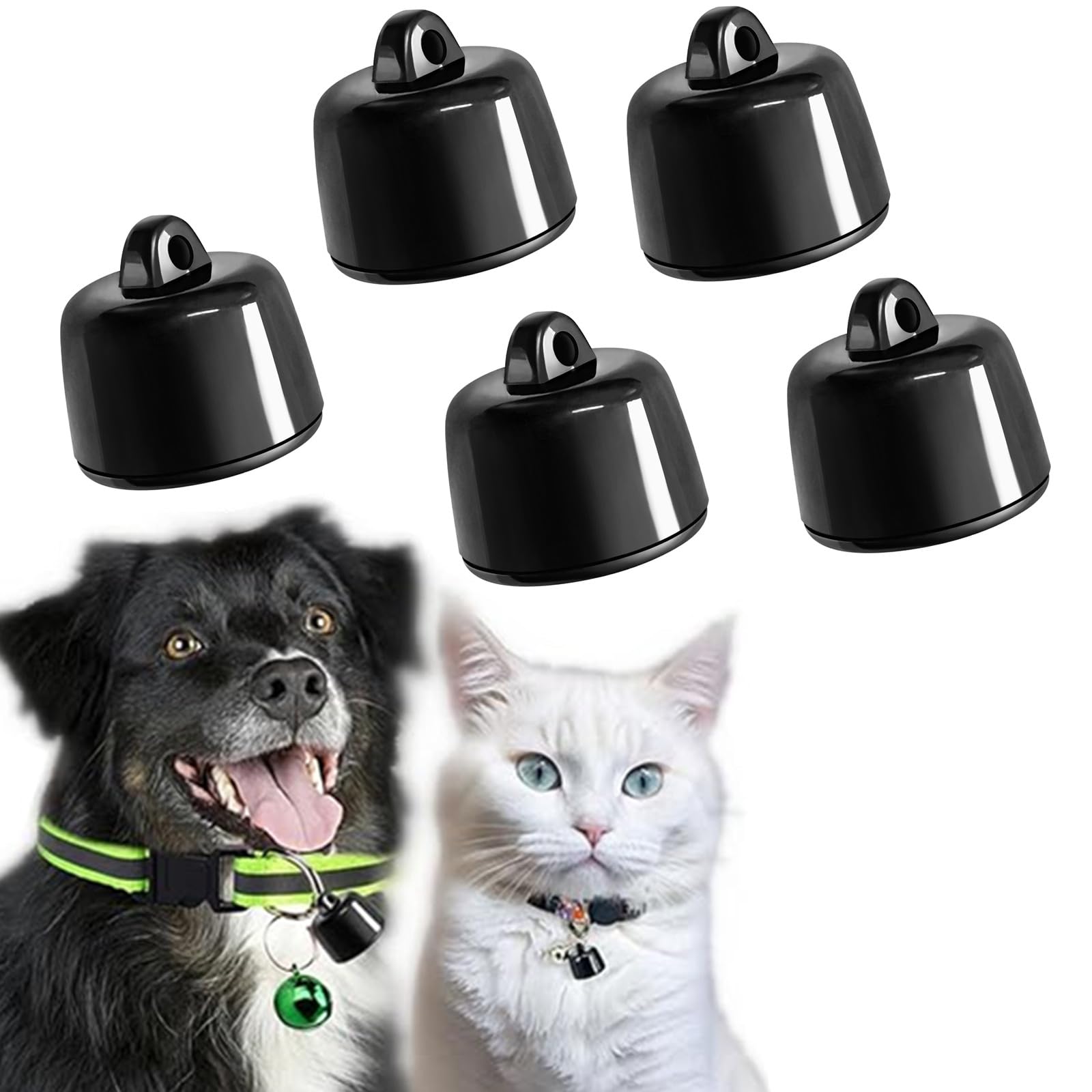 Mini Tracker per gatti e cuccioli di animali domestici, compatibile con iOS e Android, dispositivo di localizzazione in tutto il mondo, impermeabile IP67, adatto per ogni collare (5 pezzi)