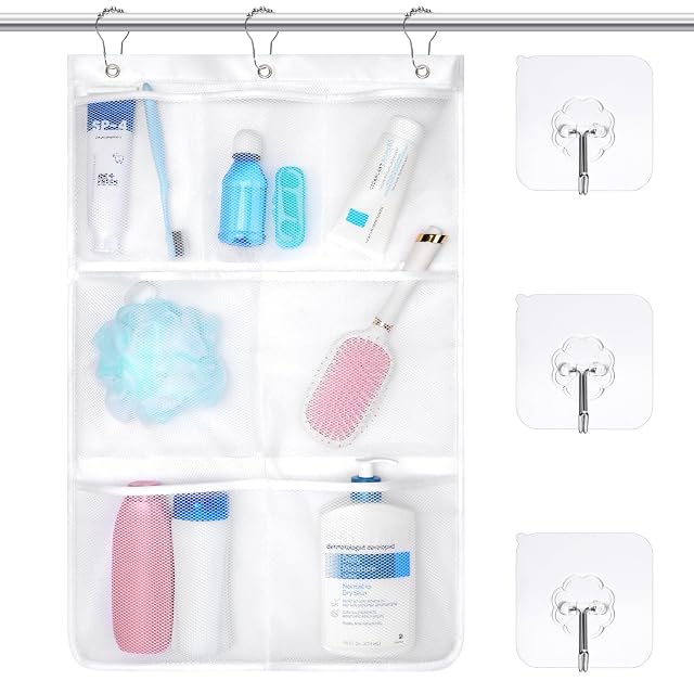 F-color Cruise Essentials 2026 - RV Shower Organizer Hanging with 7 Mesh Pockets 4 Large 3 Small and