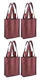 Reusable 2 Bottle Wine Tote- 4 Pack (Burgundy)