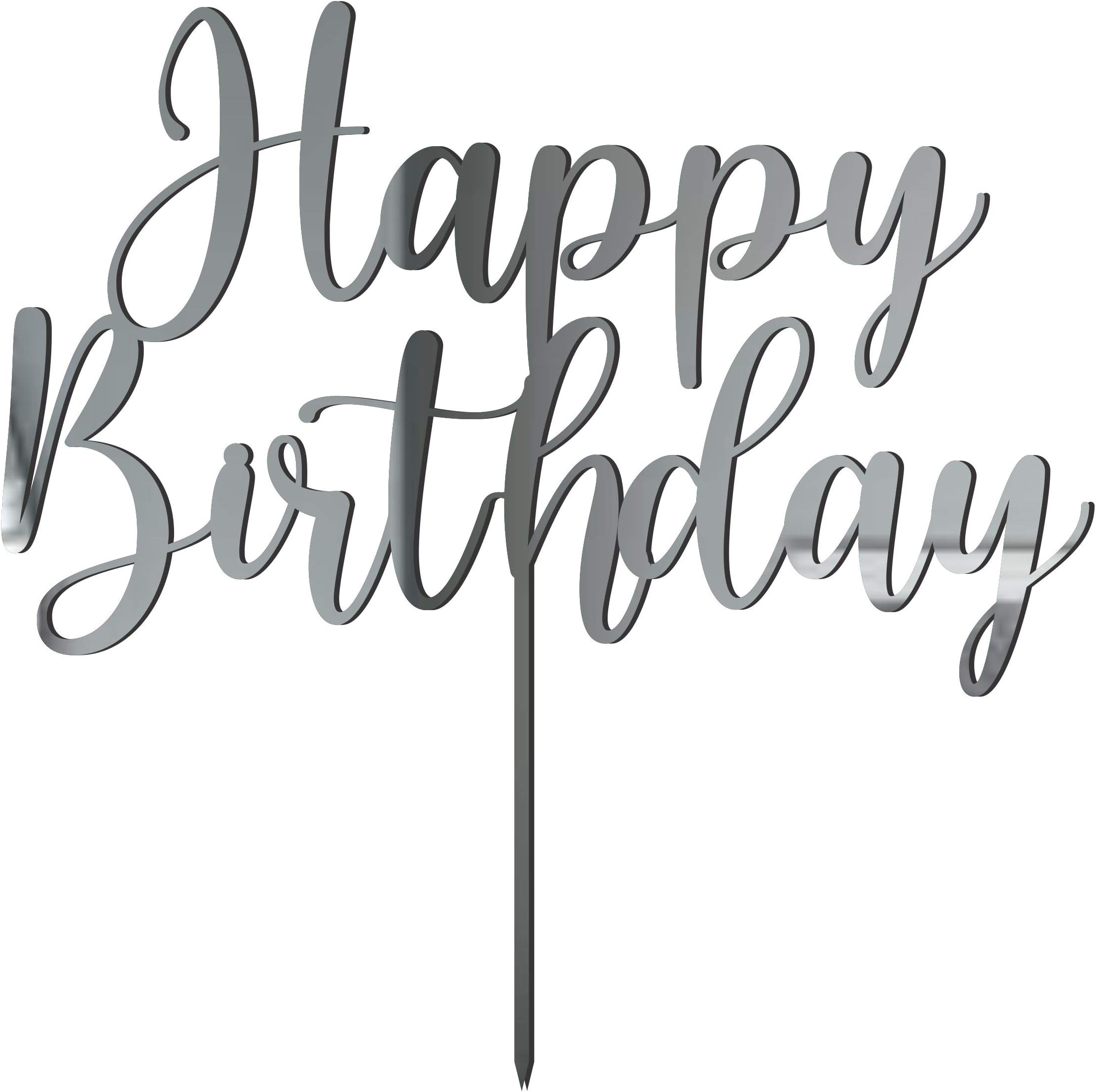 Creatick Studio "Happy Birthday " Cake Topper / Happy Birthday Cake Decoration Item / Special Cake Decoration for Kids Wife Husband Friend Cousin - Pack of 1 (Silver) CTS01