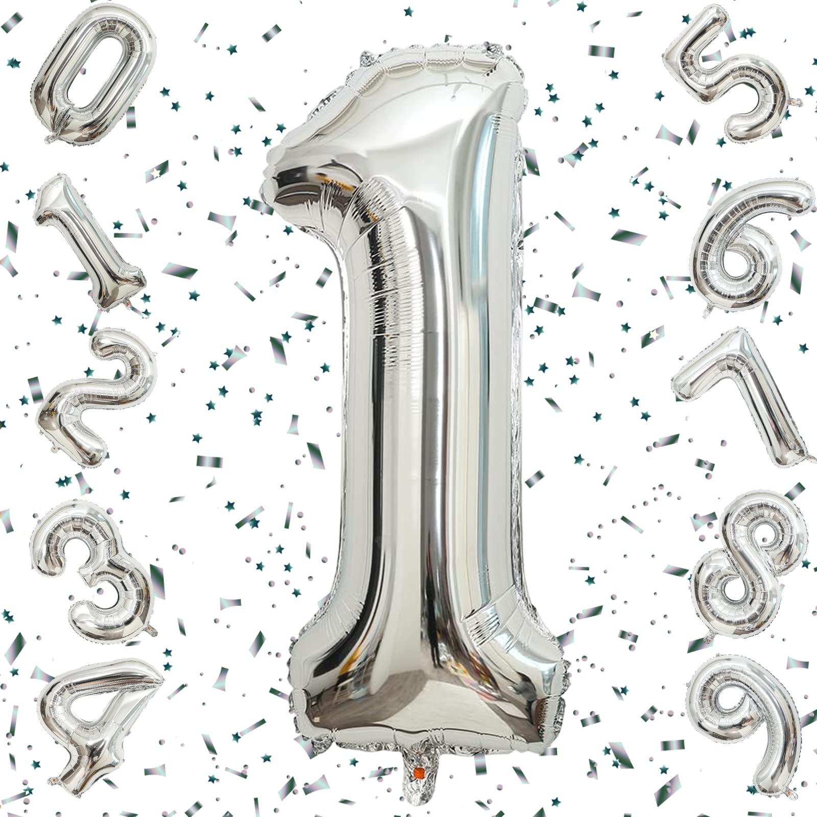 Amazon | Exgox 数字バルーン シルバー アルミ風船 誕生日 40インチ