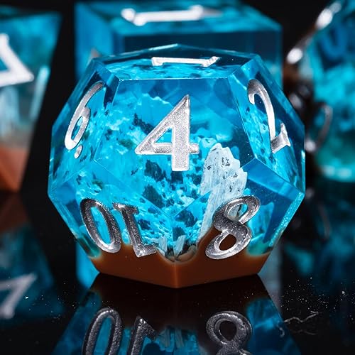 Miniatura 5 de Juego de dados poliédricos de 7 piezas con borde afilado de montaña, juego de dados DND para juegos de rol de Calabozos y Dragones