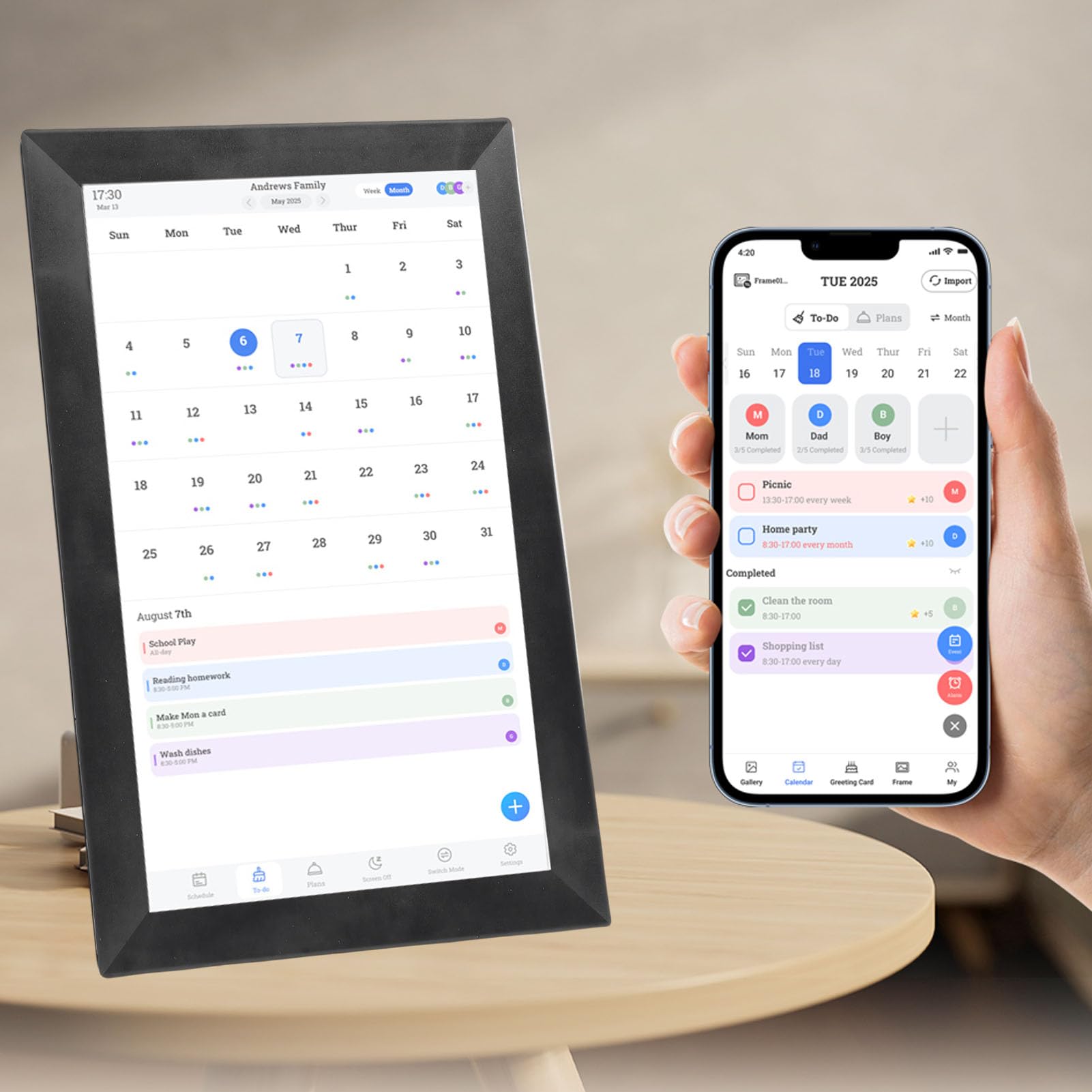 Intelligenter Digitaler Kalender, 13,3-Zoll-HD-Touchscreen-Familienplaner mit WLAN-Synchronisierung, Bildschirmfreigabe für Mehrere Benutzer, für die Organisation zu Hause und die