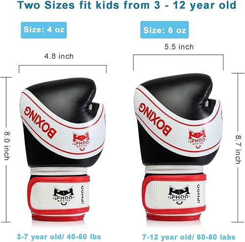 iFkoo 4oz 6oz Kids Boxing Gloves Toddler Boxing Gloves Training Gloves for Children Suit for Kickboxing Muay Thai Child Punching Bag Sparring