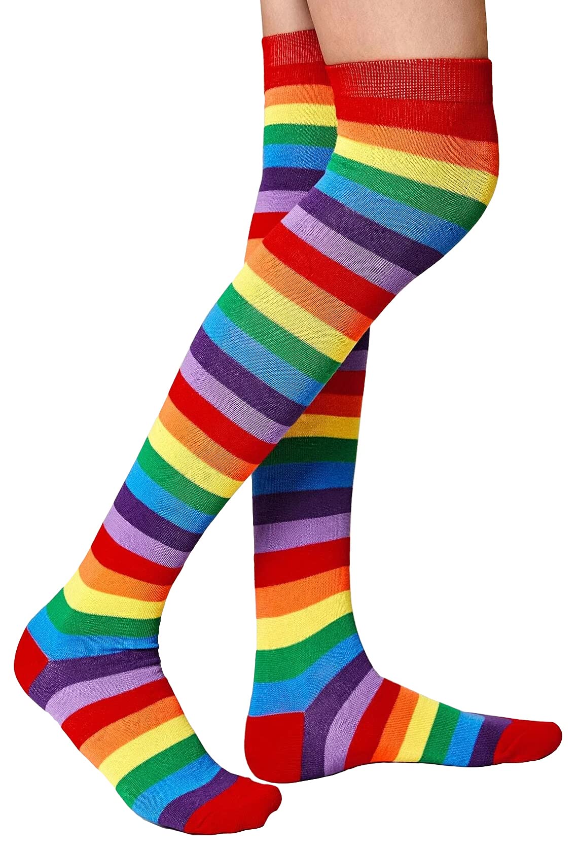 xs and os Women's Rainbow Socks Striped Over the Knee High Socks-picture-40