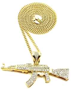 Amazon.com: GWOOD AK 47 Pendant Gold Color with 30 Inch