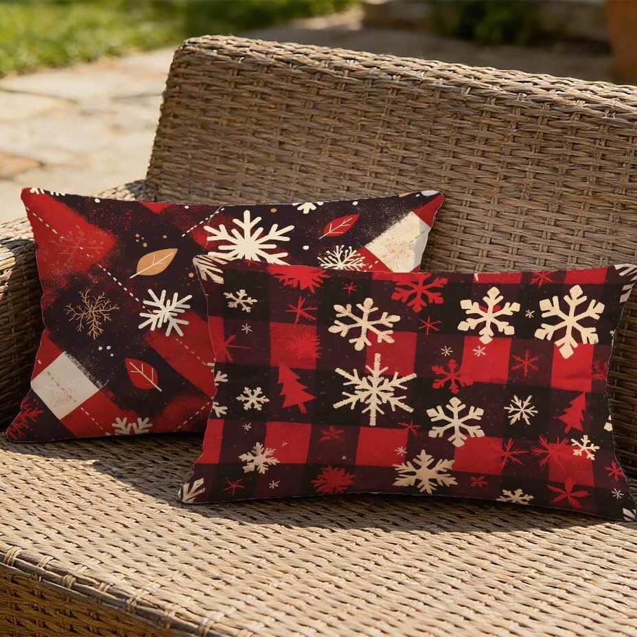 Housse de coussin extérieur imperméable aspect lin rouge 70x90 cm pour protéger votre canapé