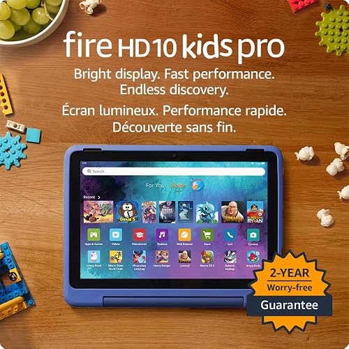 Amazon Fire HD 10 Kids tablet, includes slim case for ages 6-12, ad-free content with parental controls, 13-hr battery, 32GB, Nebula, newest model