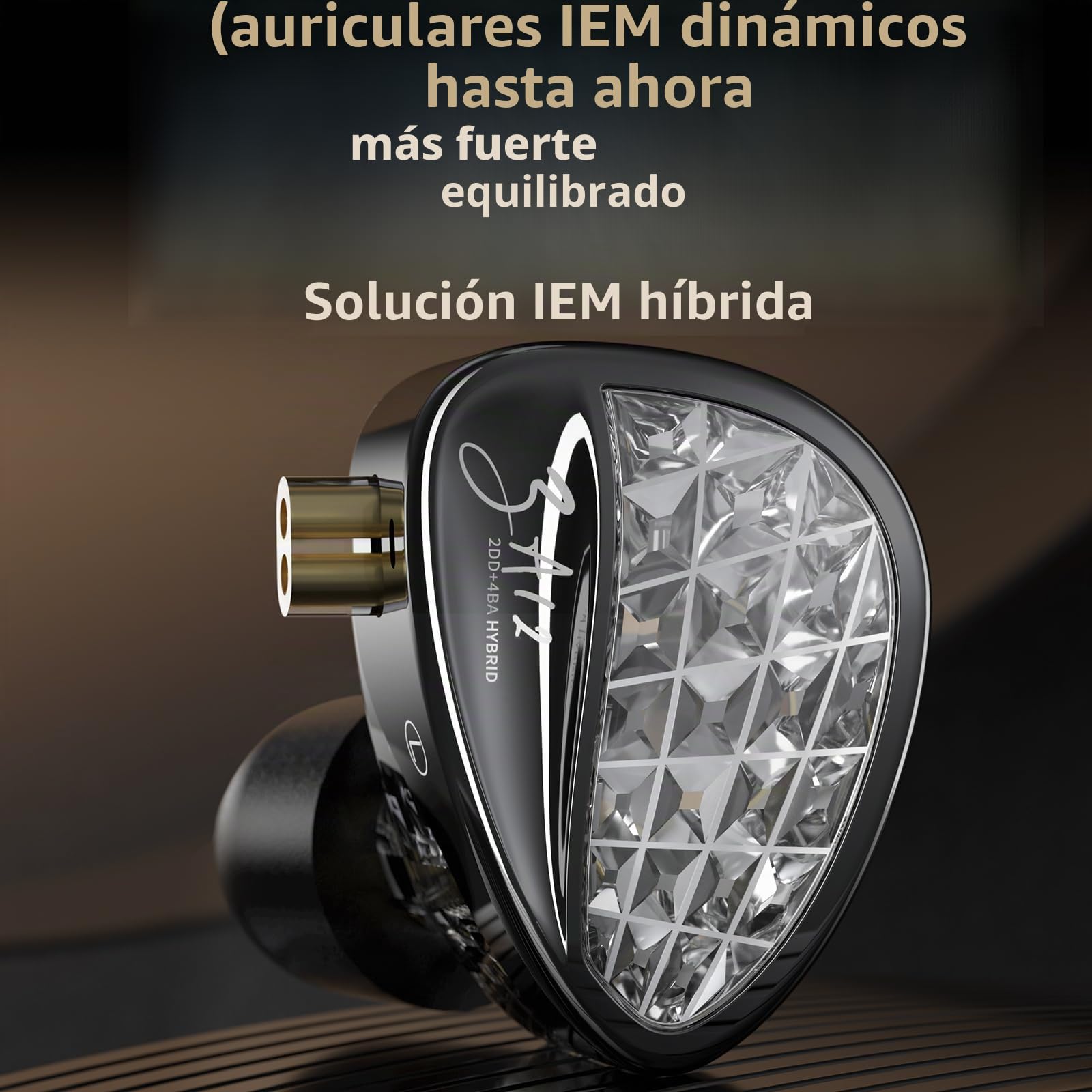 KINBOOFI KZ ZA12 - Auriculares con cable, 2DD y 4BA híbridos IEM, graves fuertes, auriculares de sonido estéreo con conector de 3,5 mm, auriculares con aislamiento de ruido, monitores intraurales de