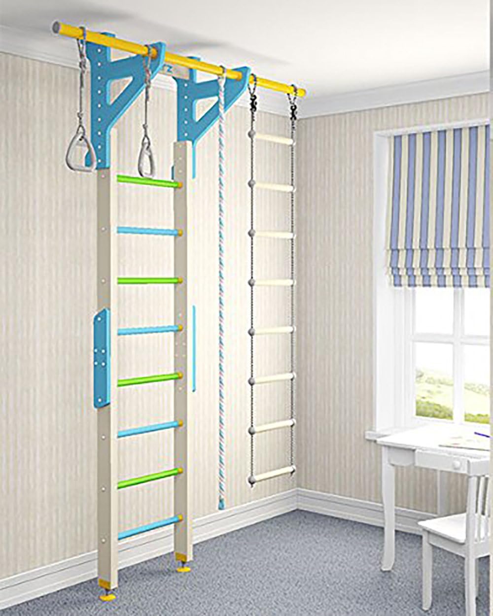 sportkid Woodsy, Indoor kids playground, Swedish wall, Wooden, Wooden Claiming Wallbars For Fitness and Exercising