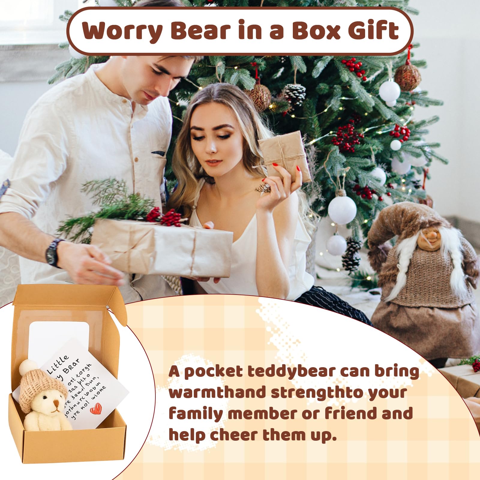 2 Pack Worry Bear Hug in a Box, A Little Pocket Bear Hug, Mini Plush Teddy Bear in Box, Emotional Support Gifts for kids, Pocket Bears with Inspirational Card for Friends Family Children - Image 3