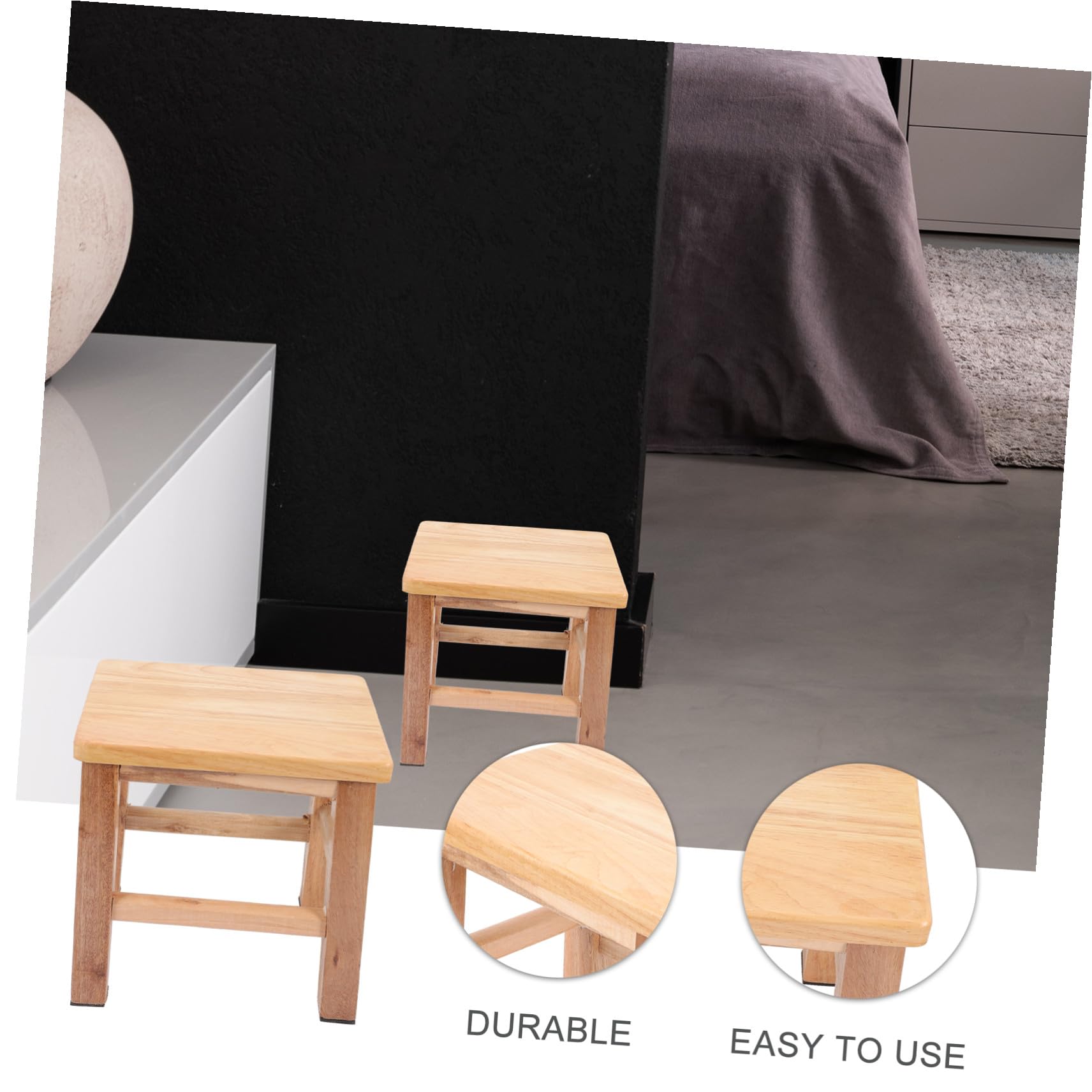 Taburete de Madera para Niños Pequeños, 25cm, Goma