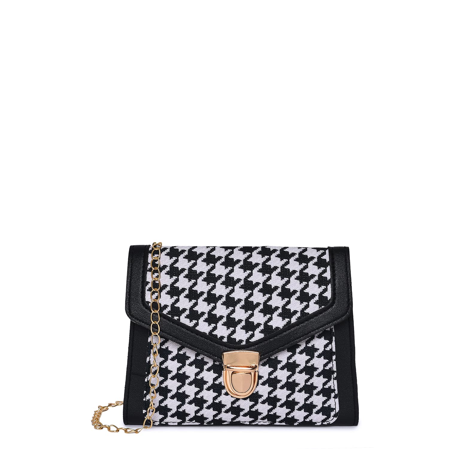 Haute Sauce Black & White Pattern Sling Bag with Push Closure for Women & Girls | Bags for women | Trendy, Cute, Fancy, Stylish, Purse, handbag, side bag for ladies | Sling bag for women | Chain strap (B0B9GD3L4P) Amazon Price History, Amazon Price Tracker