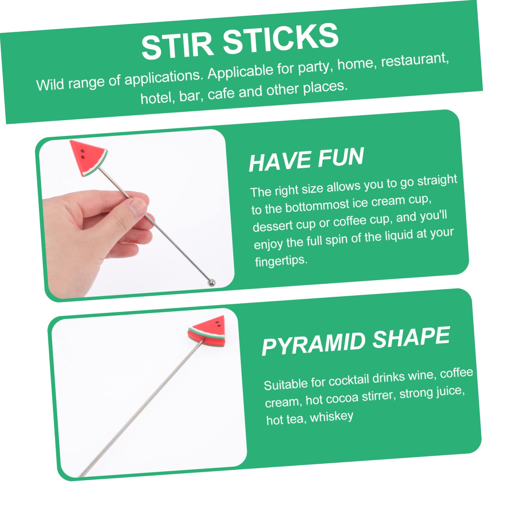 FUNOMOCYA 8 Piece Fruit Shape Stir Bar Set Stainless Steel Stirrers for Cocktail Beverage Drink Mixing