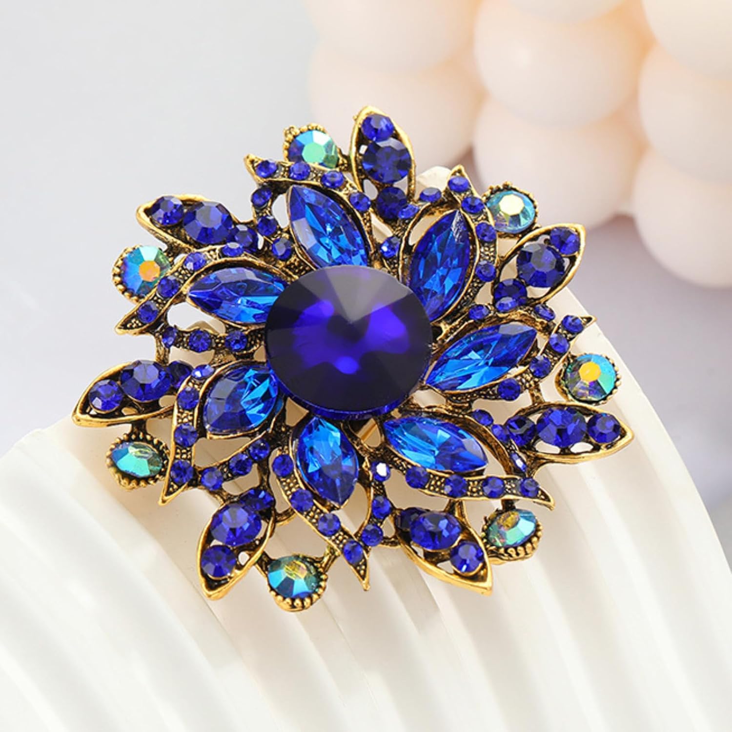 Crystal Flower Brooch for Women Rhinestone Brooch Blue Brooches Pins Accessories Gifts - Image 4