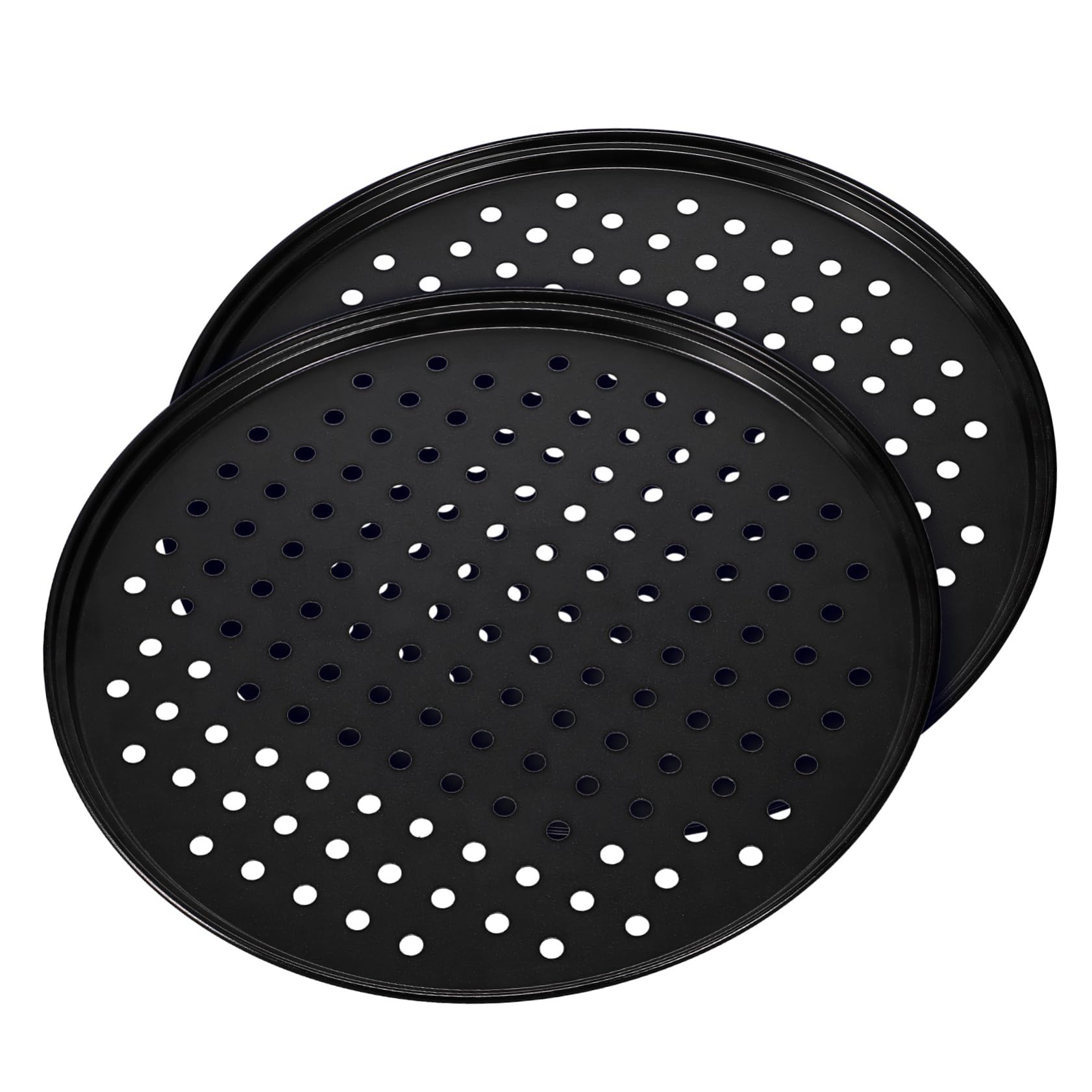 Robustes Backzubehör Rundes Pizzablech aus Kohlenstoffstahl 2 Stück-pack mit Löchern 32cm Durchmesser Praktisches Design zum Backen für Küche und Backofen