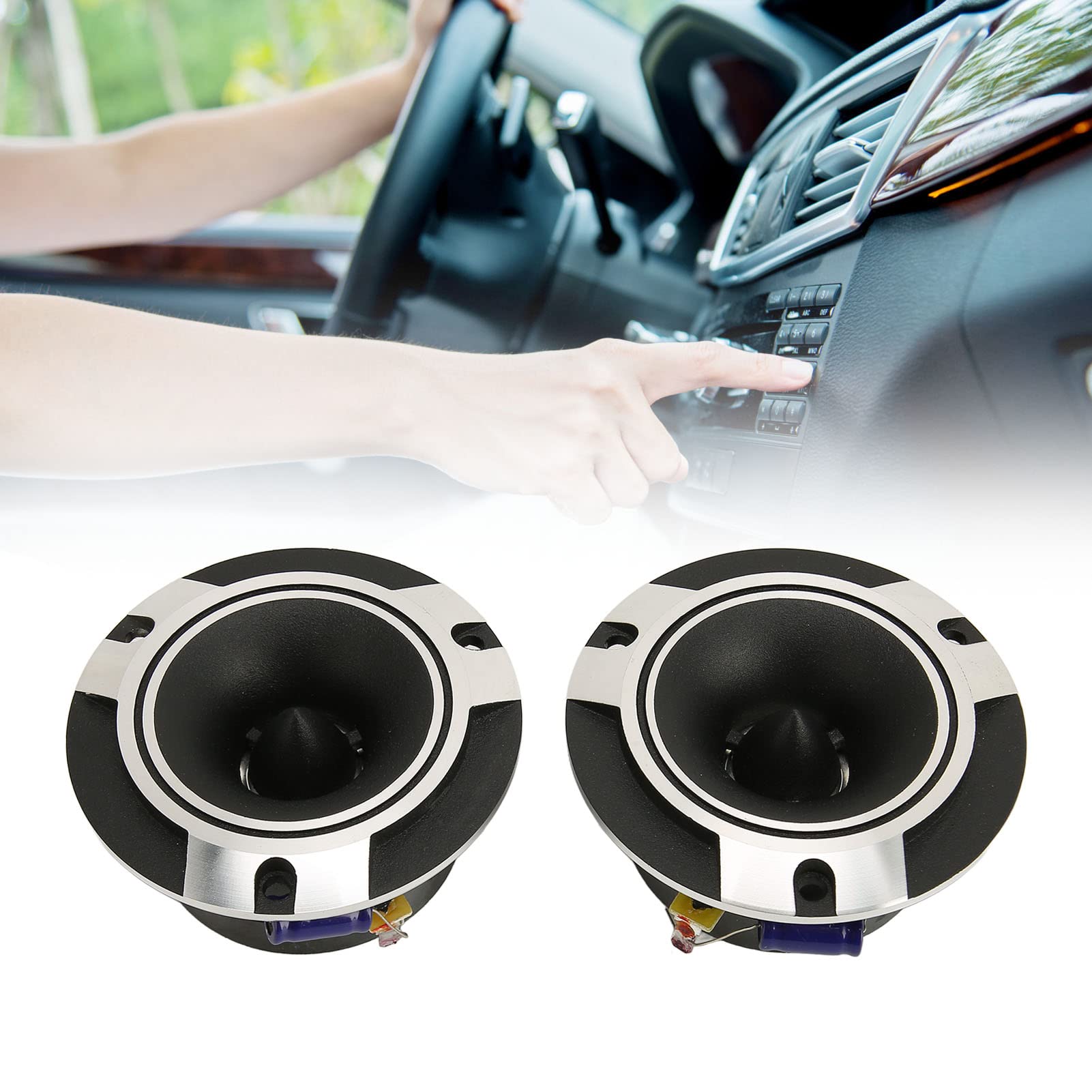 Ausla 150W Coaxial Car Speaker Set, 2pcs Silver Black