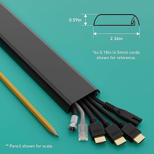 Miniatura 3 de D-Line Ocultador de cable para montaje en pared para TV, cables de TV montados, cubiertas de alambre, cubierta autoadhesiva para cables, pintable,