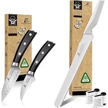CoquusAid Bread Knife for Homemade Bread, White+Paring Knife Set 2PCS Fruit & Vegetable
