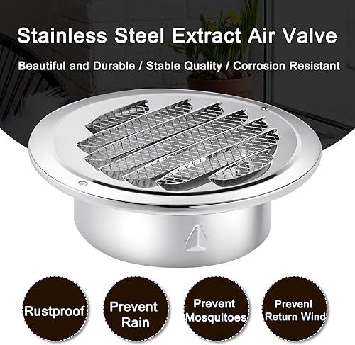 Miniatura 3 de Zonon 12 rejillas de ventilación de acero inoxidable Soffit de 4 pulgadas redondas para secadora con pantalla de malla para el hogar, baño, pared,