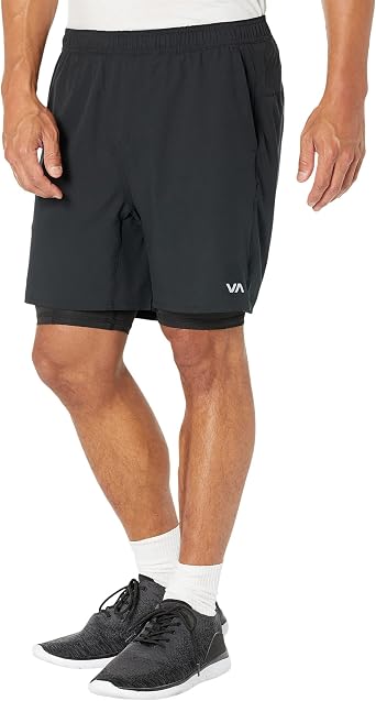RVCA Sport Mens 17" Yogger Train 2 in 1 Workout Shorts with Compression Liner